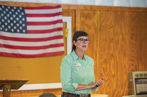 San Miguel County Extension Program Director Melissa Wright spoke during the county’s presentation during the Cooperative Service Extension tour in July 2025. 