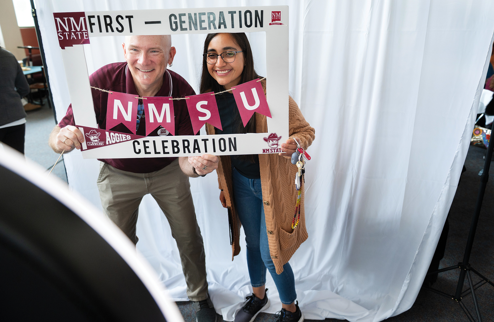 Marko Mohlenhoff, left, McNair Scholars program director, and Maria Alvarez Zavala, NMSU Ph.D. student
