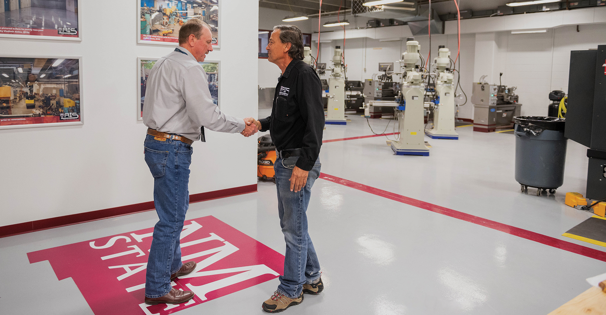 Chris Wise (left), Physical Science Laboratory Quality Assurance director, and Ken Ruble, Aggie Innovation Space operations manager.