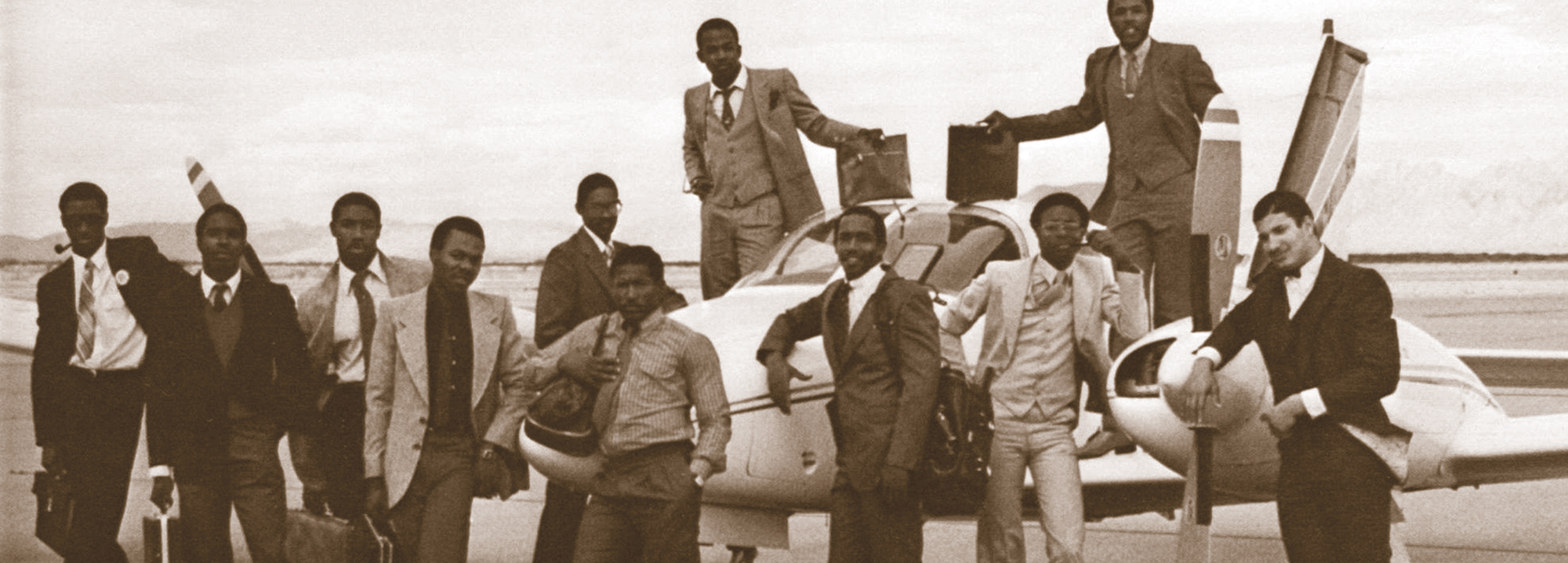 Omega Psi Phi members in a 1982 yearbook photo.